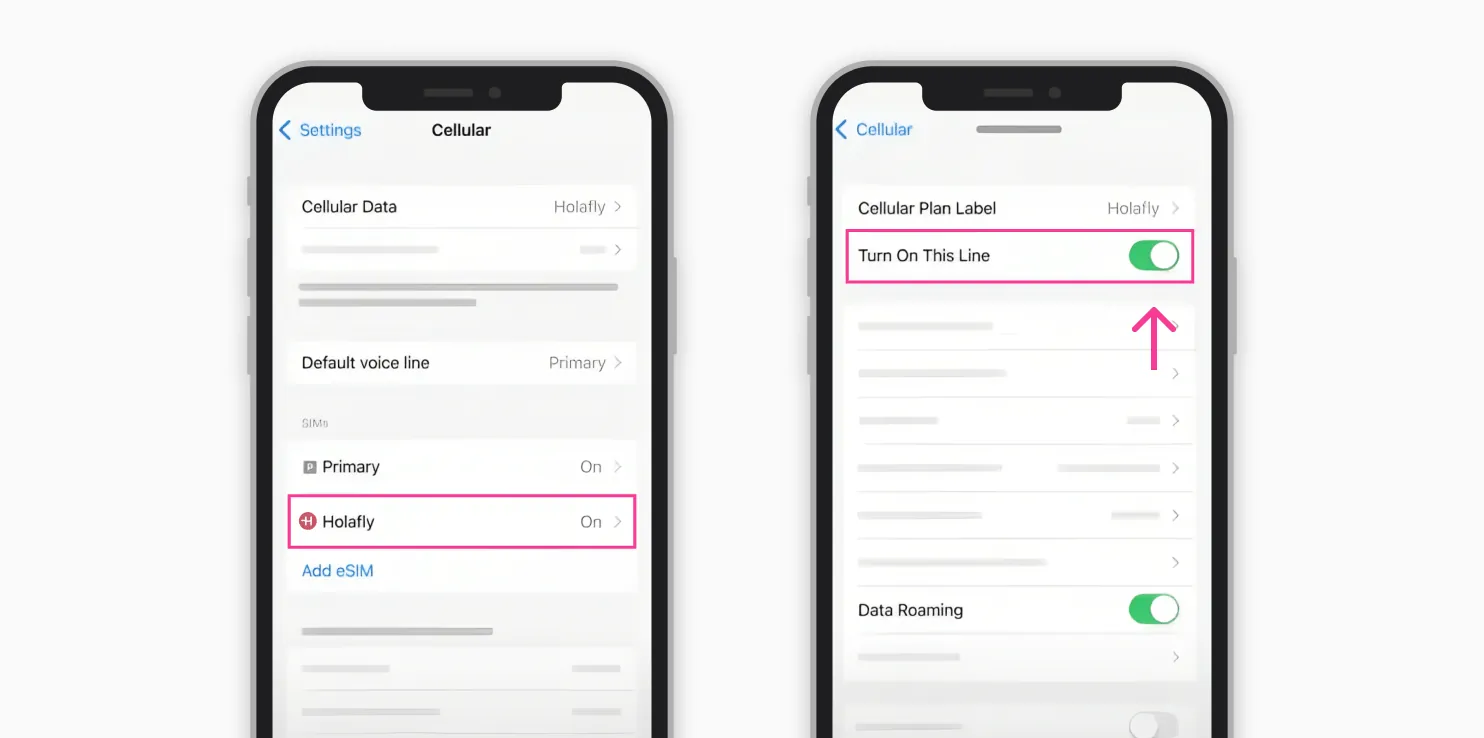 Smartphone using mobile data abroad with an eSIM
